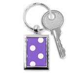 Polka Dots - White on Dark Pastel Purple Key Chain (Rectangle)