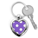Polka Dots - White on Dark Pastel Purple Key Chain (Heart)
