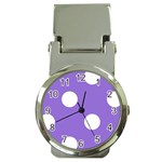 Polka Dots - White on Dark Pastel Purple Money Clip Watch