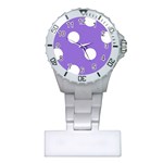 Polka Dots - White on Dark Pastel Purple Nurses Watch