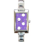 Polka Dots - White on Dark Pastel Purple Rectangle Italian Charm Watch
