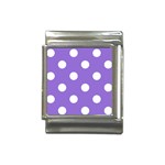 Polka Dots - White on Dark Pastel Purple Italian Charm (13mm)