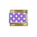 Polka Dots - White on Dark Pastel Purple Gold Trim Italian Charm (9mm)