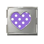 Polka Dots - White on Dark Pastel Purple Mega Link Heart Italian Charm (18mm)