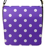 Polka Dots - White on Dark Pastel Purple Flap Closure Messenger Bag (S)
