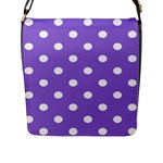 Polka Dots - White on Dark Pastel Purple Flap Closure Messenger Bag (L)
