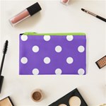 Polka Dots - White on Dark Pastel Purple Canvas Cosmetic Bag (XS)