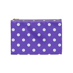 Polka Dots - White on Dark Pastel Purple Cosmetic Bag (M)
