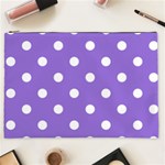 Polka Dots - White on Dark Pastel Purple Cosmetic Bag (XXL)