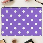 Polka Dots - White on Dark Pastel Purple Cosmetic Bag (XXXL)