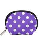 Polka Dots - White on Dark Pastel Purple Accessory Pouch (Small)