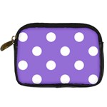 Polka Dots - White on Dark Pastel Purple Digital Camera Leather Case
