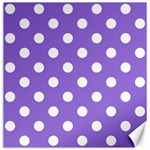 Polka Dots - White on Dark Pastel Purple Canvas 20  x 20 