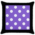 Polka Dots - White on Dark Pastel Purple Throw Pillow Case (Black)