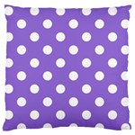 Polka Dots - White on Dark Pastel Purple Large Flano Cushion Case (One Side)
