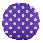 Polka Dots - White on Dark Pastel Purple Large 18  Premium Round Cushion