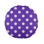 Polka Dots - White on Dark Pastel Purple Standard 15  Premium Round Cushion