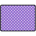 Polka Dots - White on Dark Pastel Purple Fleece Blanket (Large) (One Side)
