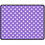 Polka Dots - White on Dark Pastel Purple Double Sided Fleece Blanket (Medium) (Two Sides)