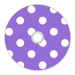 Polka Dots - White on Dark Pastel Purple CD Wall Clock