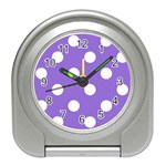 Polka Dots - White on Dark Pastel Purple Desk Alarm Clock