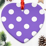 Polka Dots - White on Dark Pastel Purple Heart Ornament (Two Sides)