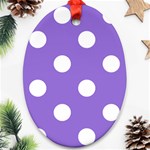 Polka Dots - White on Dark Pastel Purple Ornament (Oval)