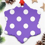 Polka Dots - White on Dark Pastel Purple Snowflake Ornament (Two Sides)