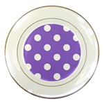 Polka Dots - White on Dark Pastel Purple Porcelain Plate