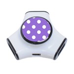 Polka Dots - White on Dark Pastel Purple Portable USB Hub (One Side)