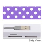 Polka Dots - White on Dark Pastel Purple Memory Card Reader (Stick)