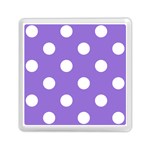 Polka Dots - White on Dark Pastel Purple Memory Card Reader with Storage (Square)