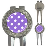 Polka Dots - White on Dark Pastel Purple 3-in-1 Golf Divot