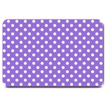 Polka Dots - White on Dark Pastel Purple Large Doormat