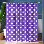 Polka Dots - White on Dark Pastel Purple Shower Curtain 60  x 72  (Medium)