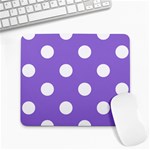 Polka Dots - White on Dark Pastel Purple Large Mousepad