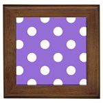 Polka Dots - White on Dark Pastel Purple Framed Tile