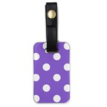 Polka Dots - White on Dark Pastel Purple Luggage Tag (One Side)