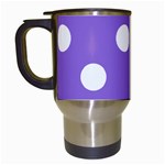 Polka Dots - White on Dark Pastel Purple Travel Mug (White)