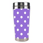 Polka Dots - White on Dark Pastel Purple Stainless Steel Travel Tumbler