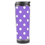 Polka Dots - White on Dark Pastel Purple Travel Tumbler