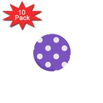 Polka Dots - White on Dark Pastel Purple 1  Mini Button (10 pack)