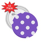 Polka Dots - White on Dark Pastel Purple 2.25  Button (10 pack)