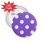 Polka Dots - White on Dark Pastel Purple 2.25  Button (100 pack)