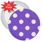 Polka Dots - White on Dark Pastel Purple 3  Button (10 pack)
