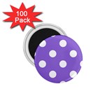 Polka Dots - White on Dark Pastel Purple 1.75  Magnet (100 pack)