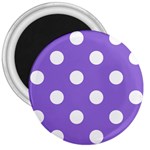 Polka Dots - White on Dark Pastel Purple 3  Magnet