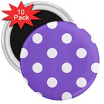 Polka Dots - White on Dark Pastel Purple 3  Magnet (10 pack)