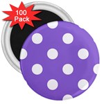 Polka Dots - White on Dark Pastel Purple 3  Magnet (100 pack)