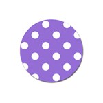 Polka Dots - White on Dark Pastel Purple Magnet 3  (Round)